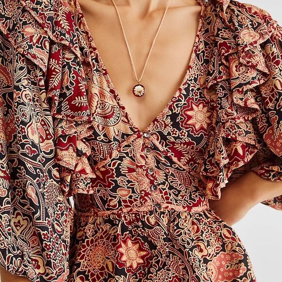 House of Harlow 1960 Jaipur Printed Blouse NEW with tags size medium - Picture 2 of 16